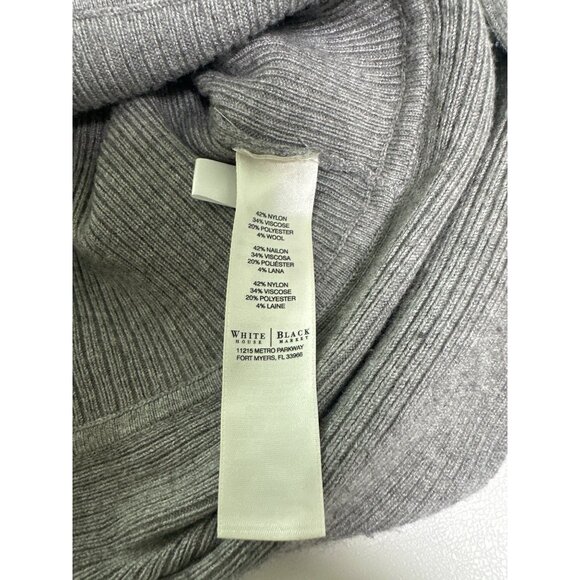 White House Black Market Womens Off-Shoulder Gray Ribbed Knit Sweater S - Picture 6 of 6